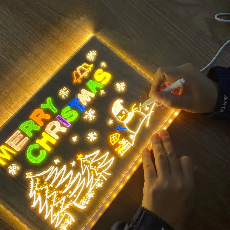 Magic Glow Kids Drawing Board: Reusable LCD Tablet, Erasable Light-Up Doodle Pad for Ages 3-6+ | Fun Educational Toy Menu Board
